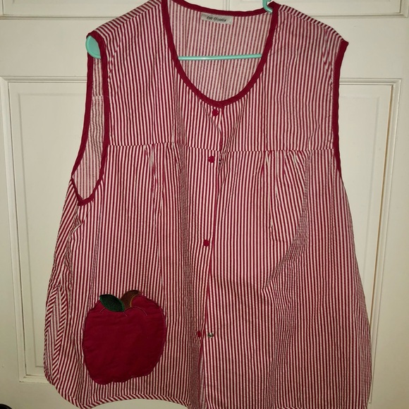 Classic Red/White Striped Button Down Vest to wear as a cover - Picture 1 of 3